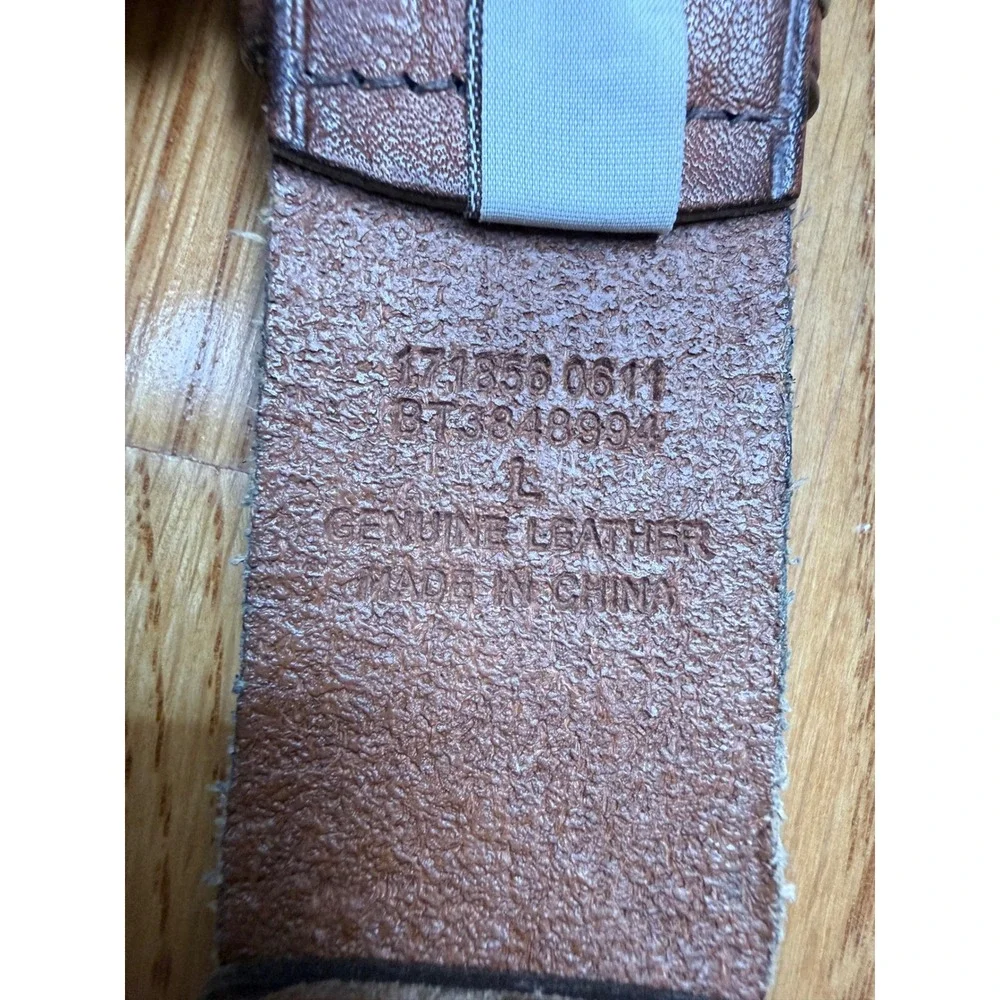 Fossil Brown Patchwork Genuine Leather Belt Large Brass Buckle‎ Rivet L